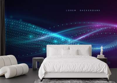 Abstract neon color particles background Wall mural