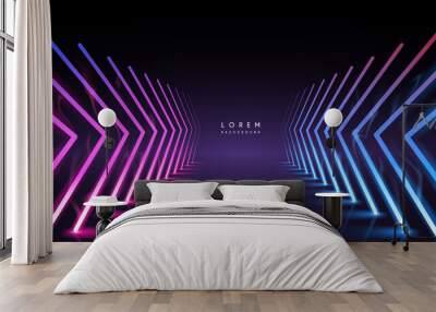 Abstract neon light arrows background Wall mural