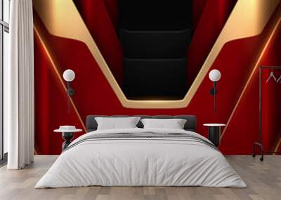 Abstract red and gold shapes background Wall mural