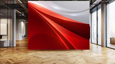 Abstract red and white shapes background Wall mural