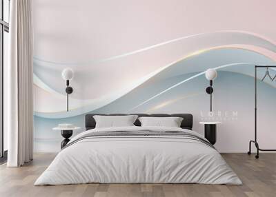 Abstract soft color waved lines background Wall mural