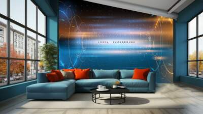 Abstract technology blue and yellow background Wall mural