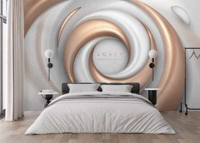 Abstract white and gold swirl shapes background Wall mural