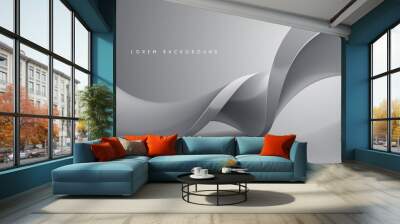 Abstract white geometric wave background Wall mural