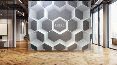 Abstract white hexagonal background with light effect Wall mural