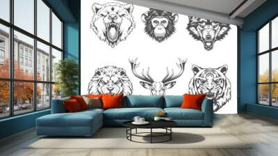 Animals heads set Wall mural