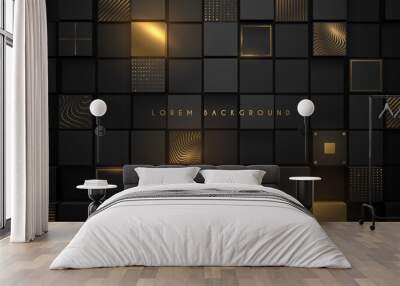 Black and gold square background Wall mural