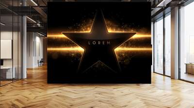 Black and gold star shape template with light effect Wall mural