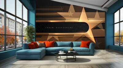 Black and gold star shapes background Wall mural