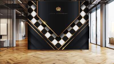 Black and white luxury board with gold elements Wall mural