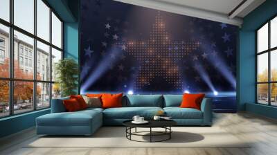 Blue and gold lights stage with stars Wall mural