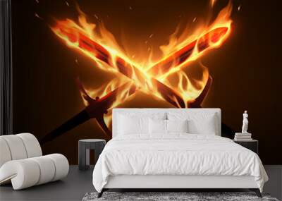 Crossed swords in fire flames Wall mural