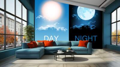 Day and night illustration Wall mural