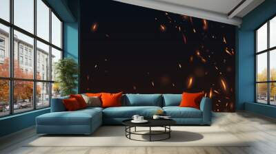 Fire flying sparks background Wall mural