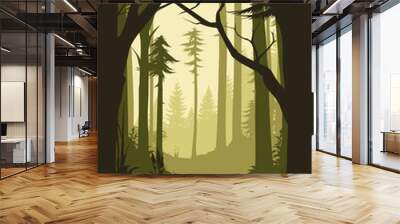 forest illustration background Wall mural