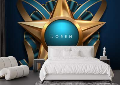 Gold and blue star award template Wall mural