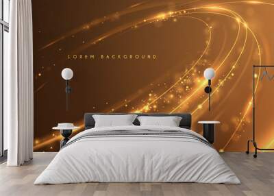 Gold circle light lines background Wall mural