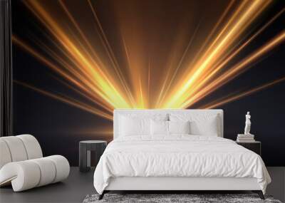 Gold light rays effect background Wall mural