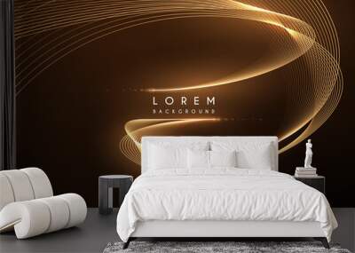 Gold lines background with glow effect Wall mural