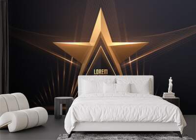 Gold star award template with light effect Wall mural