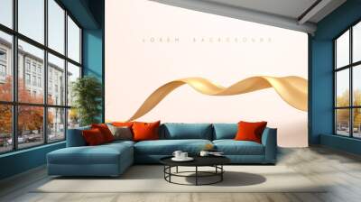 Golden ribbon on white background Wall mural