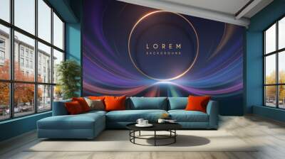 Golden ring with color light lines Wall mural