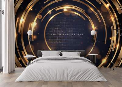 Golden rings with light effect background Wall mural