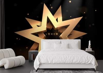 Golden star award shape template on black background Wall mural