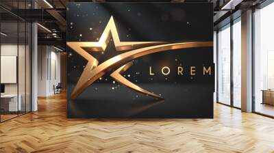 Golden star shape template with light effect Wall mural