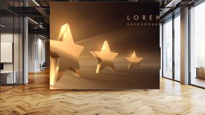 Golden stars with light effect background Wall mural