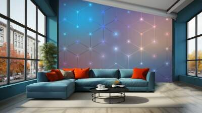 Hexagon neon abstract background Wall mural