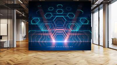 Hexagonal shapes background with light effect Wall mural