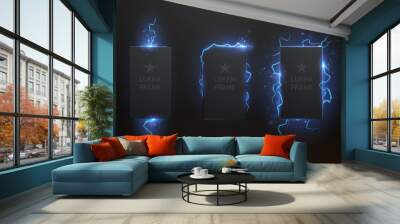 Lightning frame set on black background Wall mural