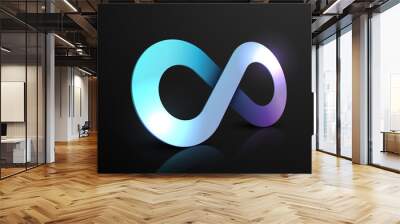 Neon color infinity sign on black background Wall mural