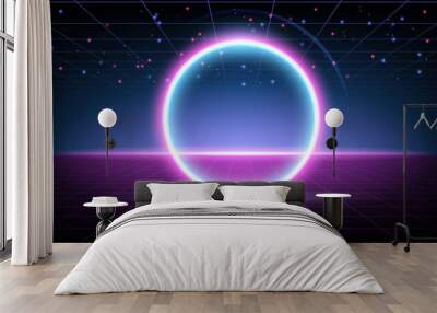 Neon color virtual reality space background Wall mural