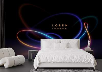 Neon lines with glow and reflections Wall mural