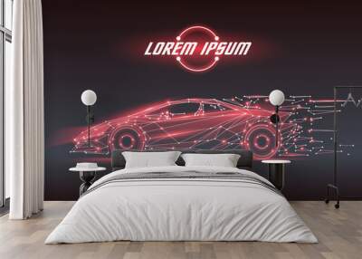 Polygonal car illustration Wall mural