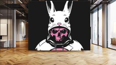 Rabbit hood with human skull Wall mural