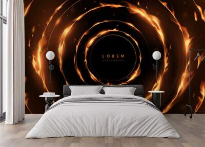 Realistic fire burning rings background Wall mural