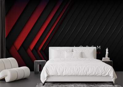 Red and black lines background Wall mural