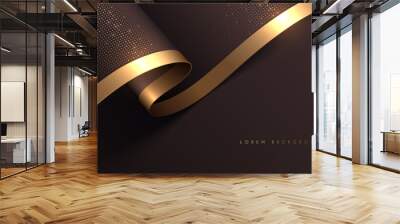 Soft background with gold line and dots Wall mural