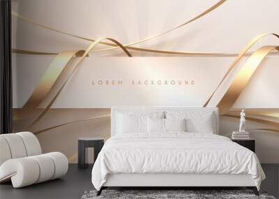 White and gold ribbons template background Wall mural