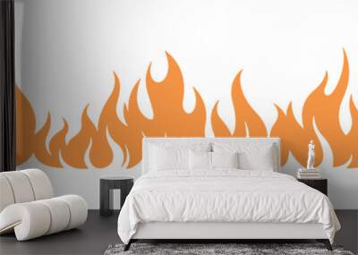 Cartoon fire borders. Flame frame, blazing dividers, hot flaming banners. Fire flames on white background. Close up fire flames isolated on white background Wall mural