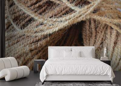 Abstract brown background - old rope made from natural material such as flax. Wall mural