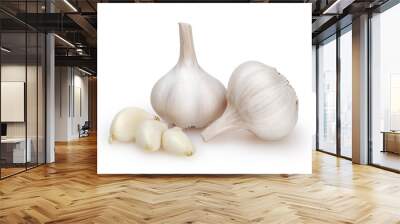 Garlics isolated on white background with clipping path Wall mural