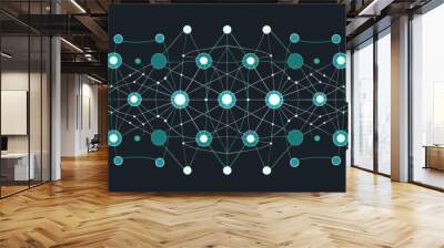 Neural Network Illustration with Interconnected Nodes and Lines. AI-Generated 4K High-Resolution Wallpaper Showcasing How Artificial Intelligence Algorithms Learn and Make Decisions. Distributed Desig Wall mural