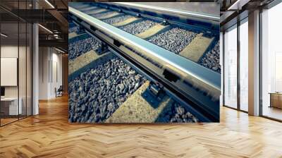 Railroad straight track. Wall mural