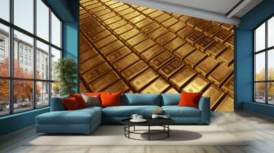 stacked gold bars Wall mural