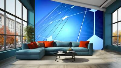 Sunny solar blue shiny panel, closeup Wall mural