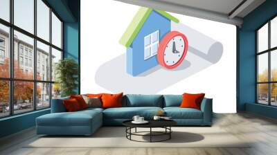 Deadline for the completion of repair work. Vector 3d symbol, isometric, color web icons, new flat style. Creative design idea, concept for infographics. Wall mural